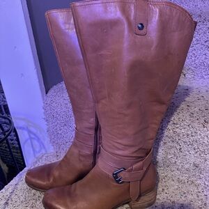Women's Naturalizer Tan Leather Knee-High Boots - Wide Calf